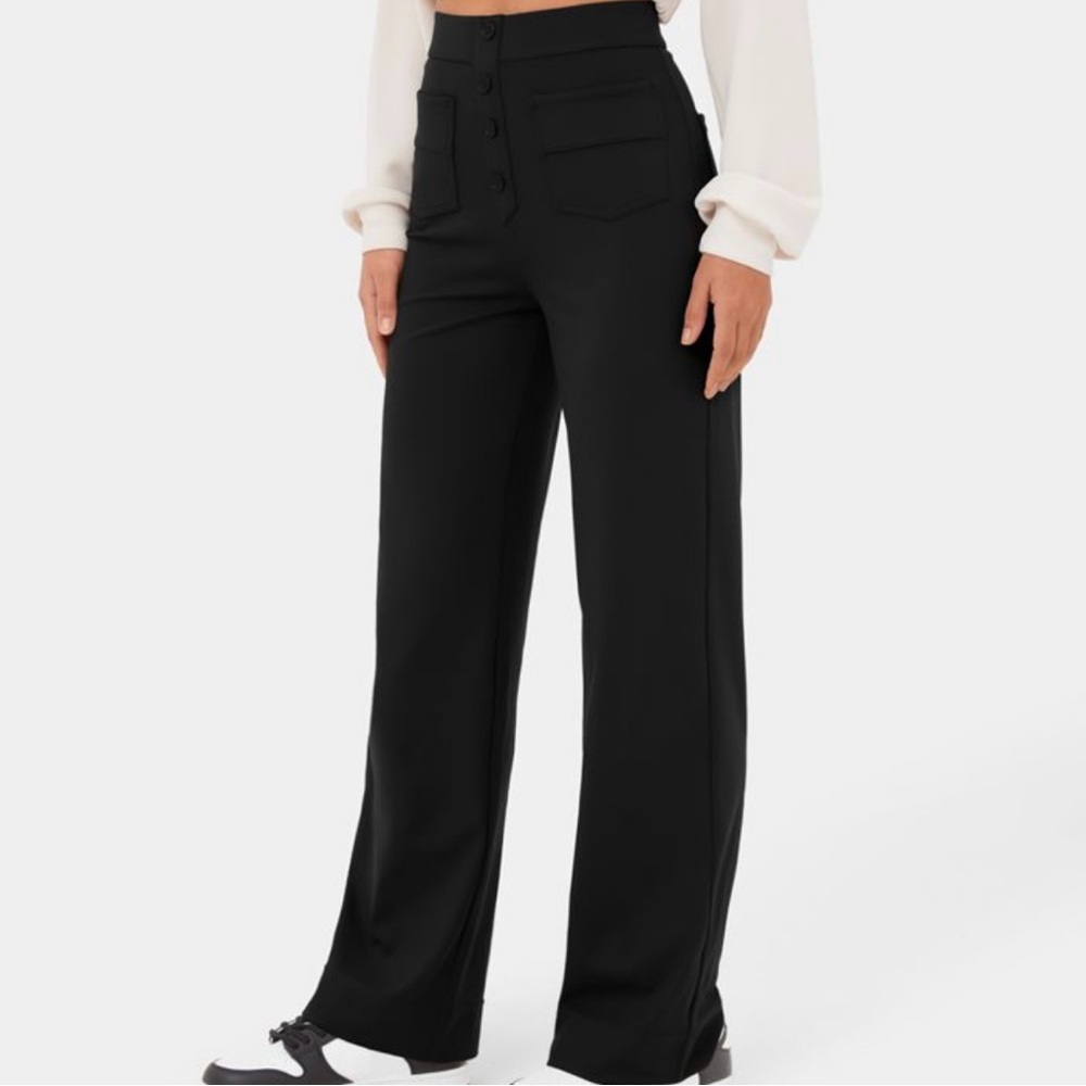 Halara High Waisted Button Multiple Pockets Straight Leg Casual Pants